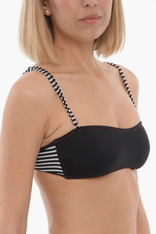 Bandeau Bikini Top With Striped Straps