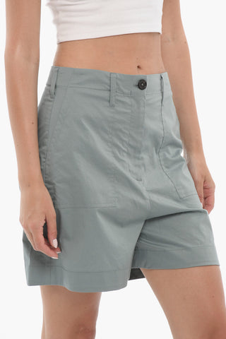 High-Waisted Stretch Cotton Shorts