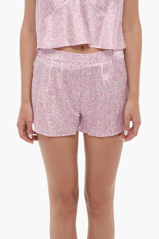 All-Over Logo Printed Silk Shorts