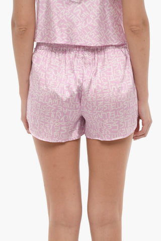All-Over Logo Printed Silk Shorts