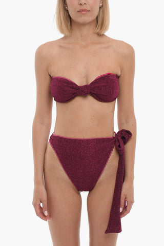 High Waist Lurex Bikini with Knot Detail