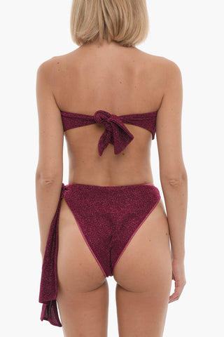 High Waist Lurex Bikini with Knot Detail