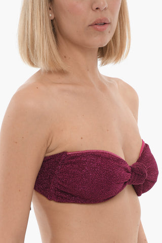 High Waist Lurex Bikini with Knot Detail