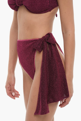 High Waist Lurex Bikini with Knot Detail