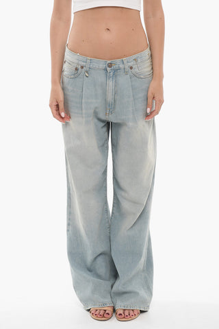 Faded Effect Single Pleat DAMON Wide Jeans 27cm