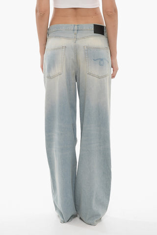 Faded Effect Single Pleat DAMON Wide Jeans 27cm