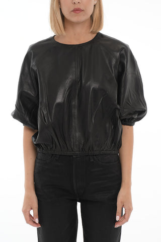Blusa Girocollo CHIA in Pelle
