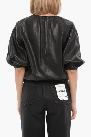 Blusa Girocollo CHIA in Pelle