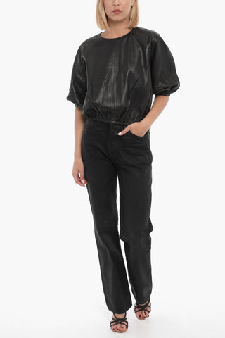 Blusa Girocollo CHIA in Pelle