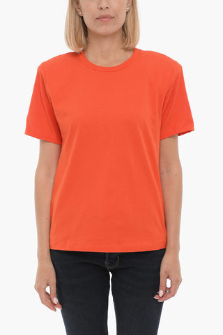 Solid Color JORYGZ Crew-neck T-Shirt with Padded Shoulders