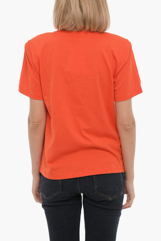 Solid Color JORYGZ Crew-neck T-Shirt with Padded Shoulders