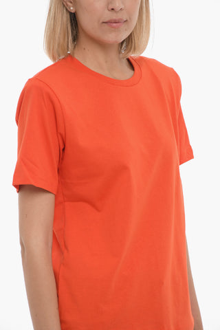 Solid Color JORYGZ Crew-neck T-Shirt with Padded Shoulders