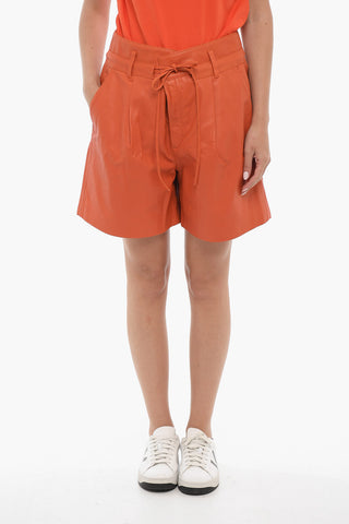 Single-Pleat Leather RONDAGZ Shorts