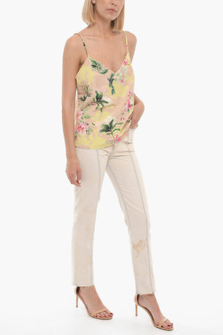 Top a Fantasia Floreale con Scollo a V