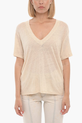 T-Shirt JEYLA in Lino con Scollo a V