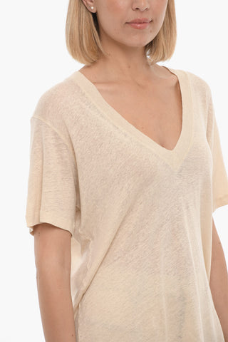 T-Shirt JEYLA in Lino con Scollo a V