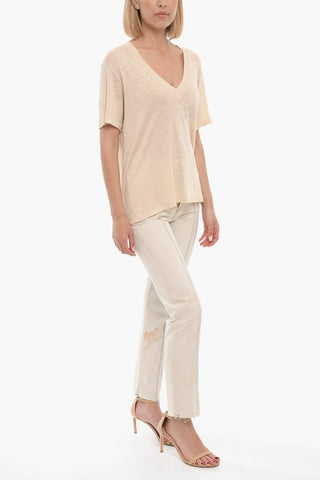 T-Shirt JEYLA in Lino con Scollo a V