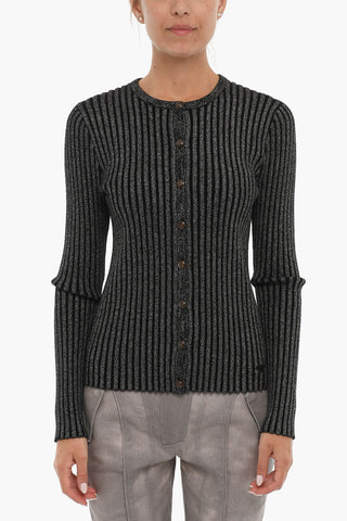 Cardigan Girocollo in Lurex a Costine