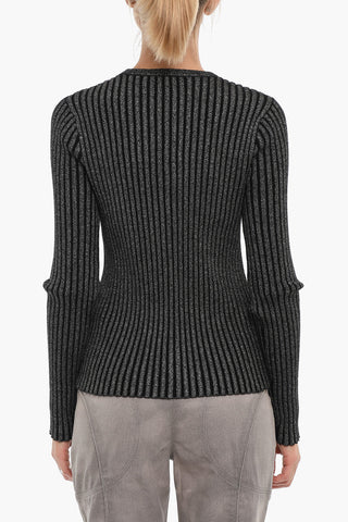 Cardigan Girocollo in Lurex a Costine