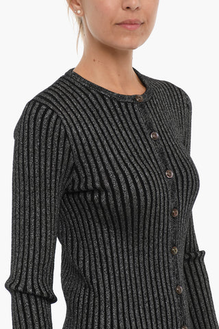 Cardigan Girocollo in Lurex a Costine