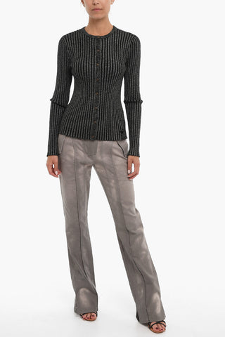 Cardigan Girocollo in Lurex a Costine