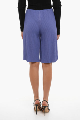 Ribbed Knitted Shorts with Drawstring Waist