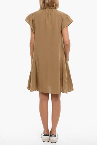 Tie Neck KAROOKH Dress with Ruffle Sleeve
