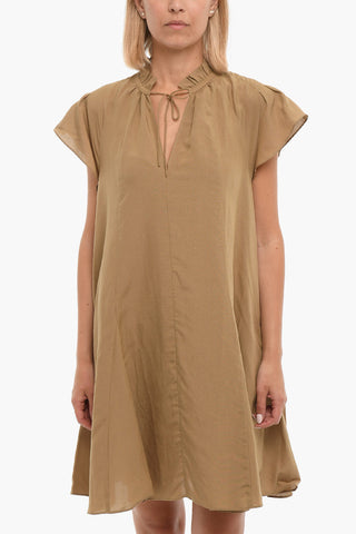 Tie Neck KAROOKH Dress with Ruffle Sleeve