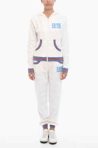LOVE Set Felpa e Joggers in Spugna di Cotone con Banda Elastica a Contrasto