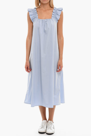A-line GILL Dress With Ruffled Shoulder Straps And Square Neckline