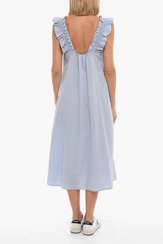 A-line GILL Dress With Ruffled Shoulder Straps And Square Neckline