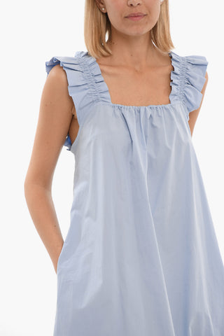 A-line GILL Dress With Ruffled Shoulder Straps And Square Neckline