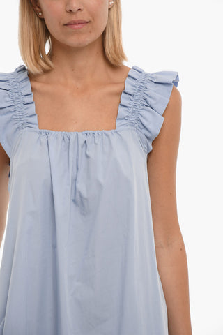 A-line GILL Dress With Ruffled Shoulder Straps And Square Neckline
