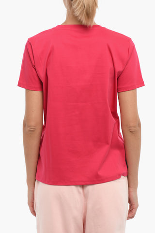 T-Shirt Girocollo in Tinta Unita con Logo in Rilievo