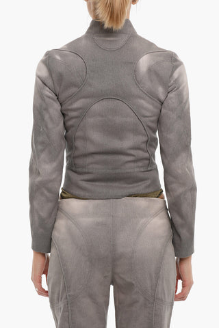 Giubbotto Crop in Tessuto Termoattivo con Chiusura Zip
