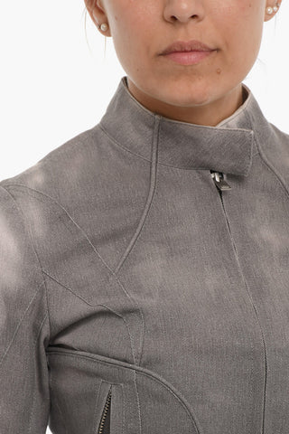 Giubbotto Crop in Tessuto Termoattivo con Chiusura Zip