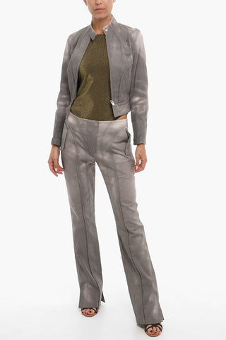 Giubbotto Crop in Tessuto Termoattivo con Chiusura Zip
