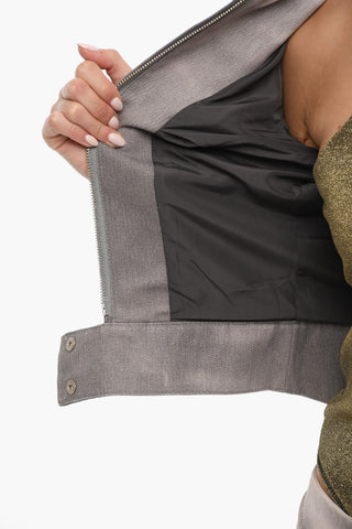 Giubbotto Crop in Tessuto Termoattivo con Chiusura Zip