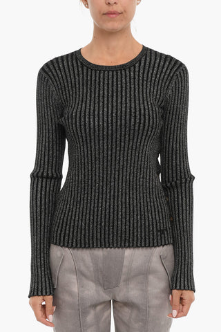 Maglia Girocollo in Lurex a Costine