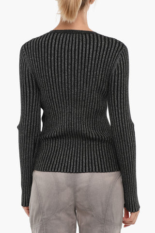 Maglia Girocollo in Lurex a Costine