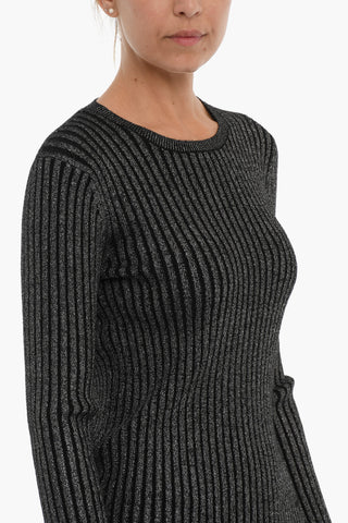 Maglia Girocollo in Lurex a Costine
