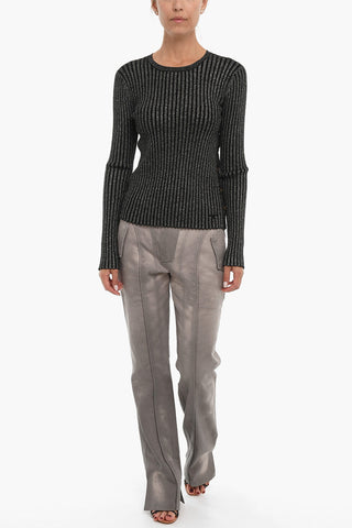 Maglia Girocollo in Lurex a Costine