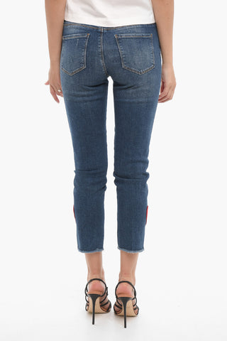 LOVE Jeans in Denim Stretch con Patch a Forma di Cuore 14cm