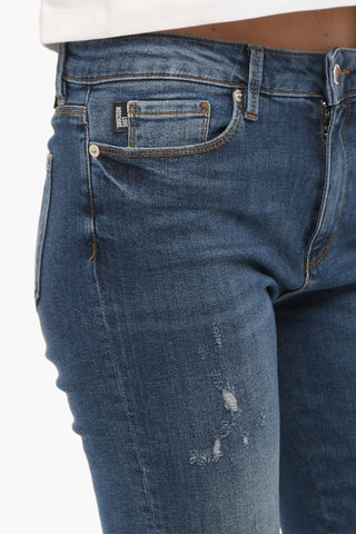 LOVE Jeans in Denim Stretch con Patch a Forma di Cuore 14cm