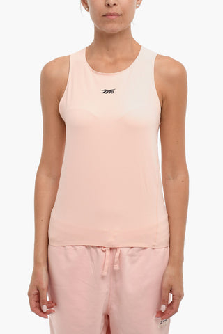 Solid Color Tank Top with Printed Contrasting Logo