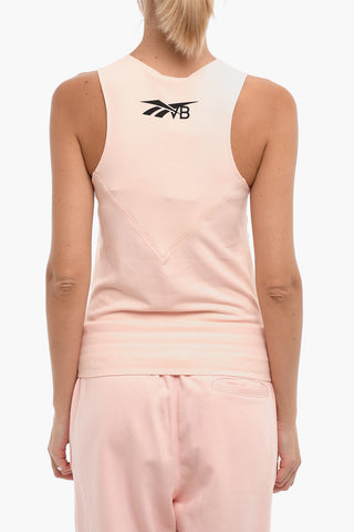 Solid Color Tank Top with Printed Contrasting Logo
