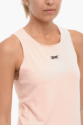 Solid Color Tank Top with Printed Contrasting Logo