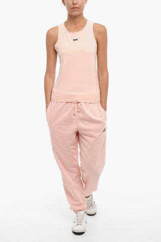 Solid Color Tank Top with Printed Contrasting Logo