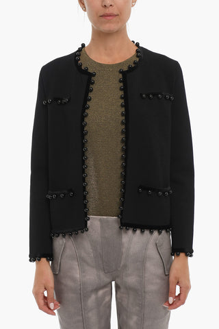 Open Front KENDRA Cardigan with Decorative Beaded Trim and Velvet Details
