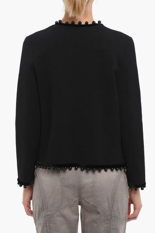Open Front KENDRA Cardigan with Decorative Beaded Trim and Velvet Details